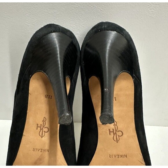 Cole Haan women size 11B black  suede  high heel low cut booties - Picture 8 of 10